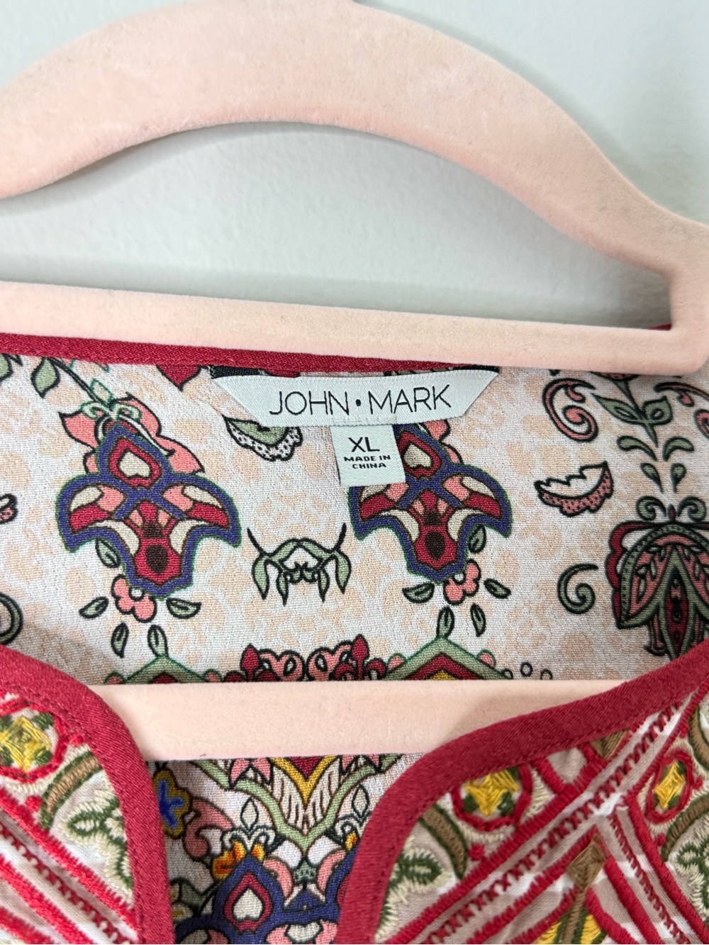 John Mark Bohemian Printed Tiered Midi Dress - Rose Red XL NWOT - Picture 6 of 9